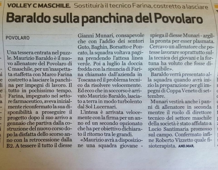 MAURIZIO BARALDO SULLA PANCHINA DEL POVOLARO - acs povolaro