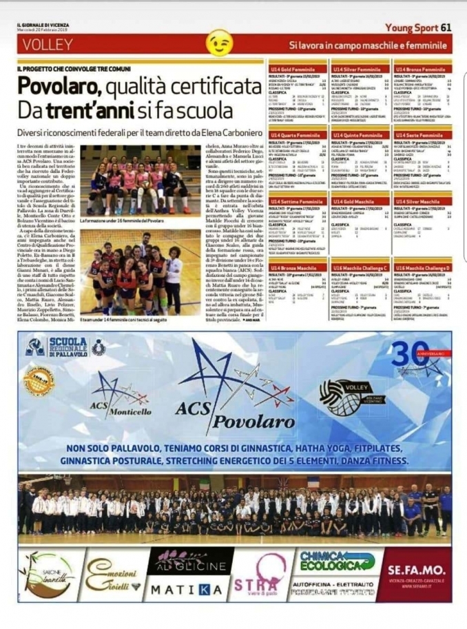 DAL GIORNALE DI VICENZA DEL 20/02/19 - acs povolaro