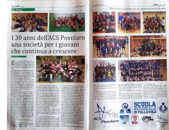 DAL SETTIMANALE SPORT QUOTIDIANO DEL 15 MARZO 2019 - acs povolaro